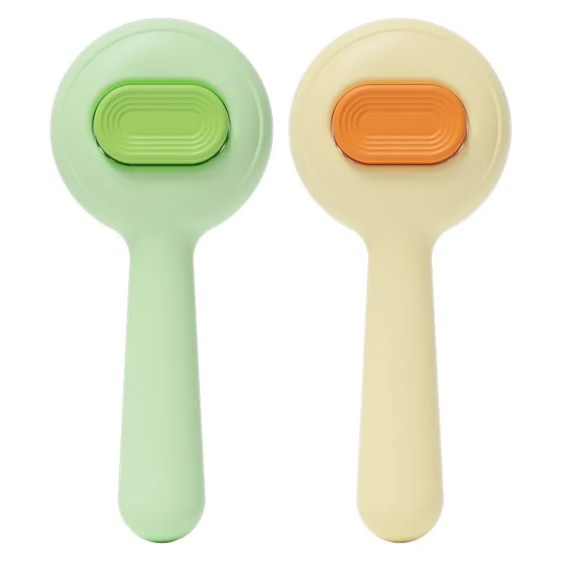 Mini Self-Cleaning Slicker Brush for Cats & Dogs – Small Retractable Stainless Steel Pin Brush, One-Button Deshedding & Detangling Tool for Small Pets